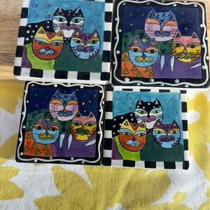 Colorful Cat Coasters Set